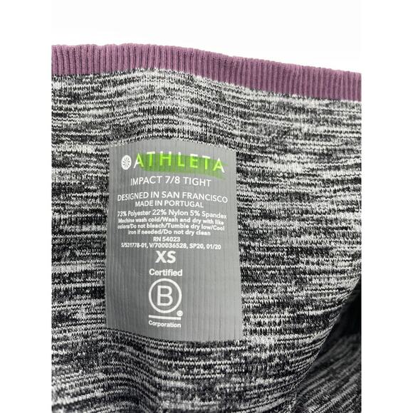 Athleta Legging Womens Size XS Impact 7/8 Tight Heather Gray Seamless High Waist - Picture 5 of 6